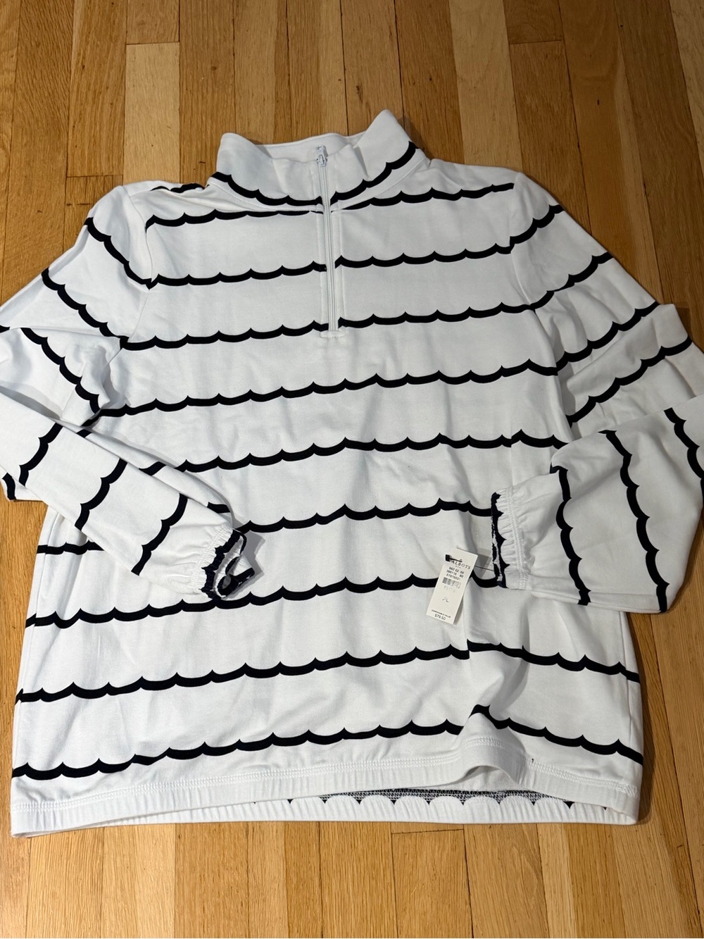NWT TALBOTS 3/4 zip.. Navy stripes PL
